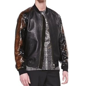 Men's Black Python Leather Jacket